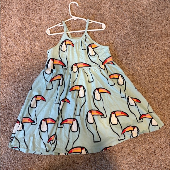 Tea Collection Light Blue Toucan Dress size 7 with matching shirt size 5 - Picture 1 of 8